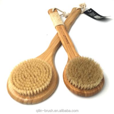 China Chinese Supplier Hot Dry Skin Bamboo Body Long Bristle Brush Long Bristle Brush Natural Soft Bath Shower Massage Brush for sale