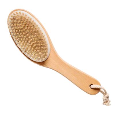 China Factory Wholesale Long Handle Plant Bath Massager Shower Soft Wooden Back Scrubber Wooden Bristle Body Brush Wholesale Spa for sale