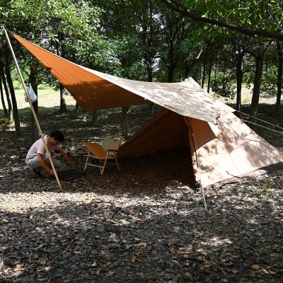 China Portable Large Space Sun Tents Shelter Camping Cotton Canvas Glamping Tarp 380*360cm Waterproof Outdoor Tent Tarp for sale