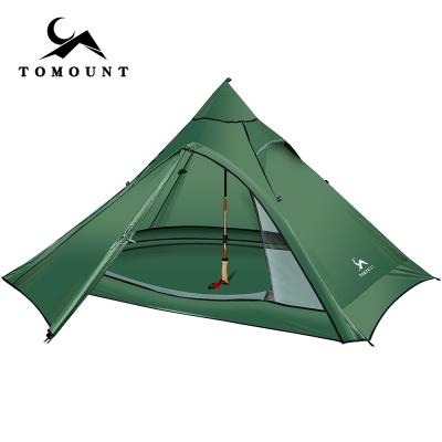 China Extended Type Ripstop 4 Person Outdoor Nylon Single Layer Pyramid Stove Chimney Ultralight Camping Tent for sale