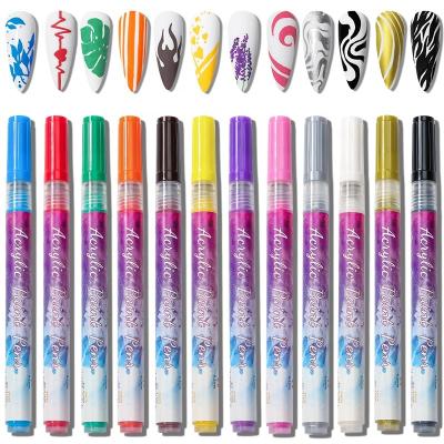 China CLOU Factory Wholesale 12 Colors Logo Water Based Ink Acrylic Paint Marker Private Nail Art Pens for sale