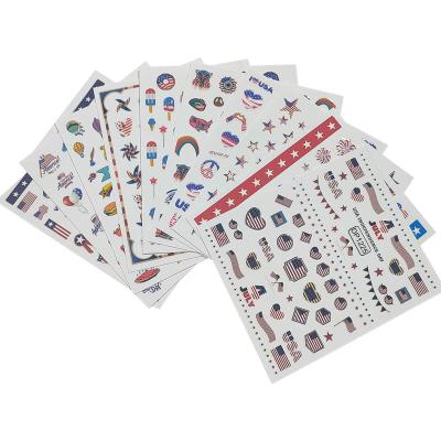 China American Nail Art 3D Material Eco-friendly Design Hot Sale Factory Independence Day Diy Manicure Decals Sticker for sale