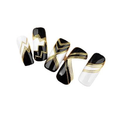 China Eco-friendly Material High Quality Supplies Gold Tips Patch Metallic Stages Nail Stickers For Nail Art Decoration for sale