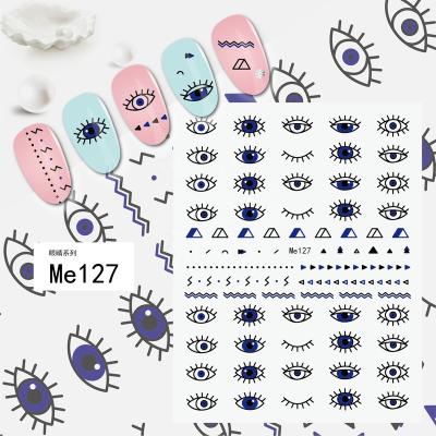 China New Arrival Custom 3d Cartoon Eyes Eco-friendly Material Design Self Adhesive Nail Art Stickers Decals Decorations for sale