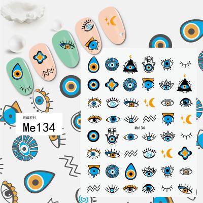 China Professional high quality eco-friendly material 3d blue eye nail sticker slider funny adhesive nail foils for nail product for sale