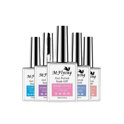 China Hot Sale 20ml Professional Nail Beauty Clear Top Coat And Bottom Coat Soak-off Led Nail Polish UV Gel Set For Lady Nail Art for sale