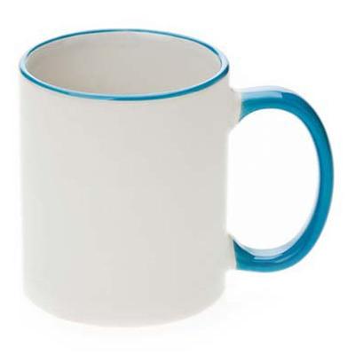 China DIY Cup Viable Empty Color Transfer Heat Changing Coffee Mug Coated Around Handle Inside Color Handle Mug Ceramic Mug for sale