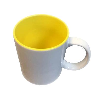 China Viable DIY Heat Transfer Coating Customized Mouth Creative Mug Color Mug Coffee Round Handle Inside Color Mug Ceramic Mug for sale