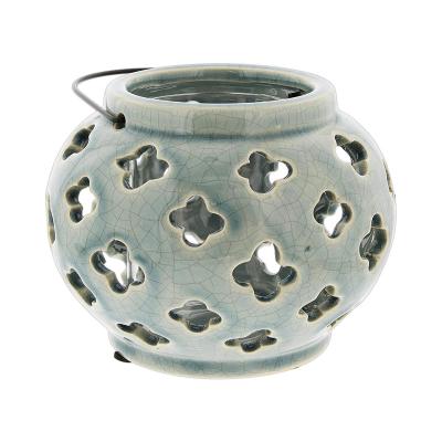 China Lucky Winner Round Ceramic Planter Luxury Sconce Lantern with Flower for sale