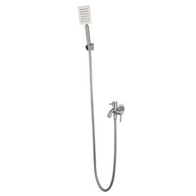 China Modern 2 Way Multi Bibcock Faucet With Single Cold Wall Mounted Bathroom Shower Set SUS304 Stainless Steel Water Bath Set for sale