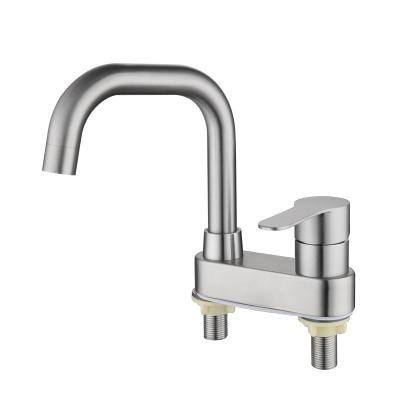 China Economic Sense Faucets Faucets Pull Down Kitchen Double Holes Mixer Tap Single Lever Hot Cold Cold Faucet for sale