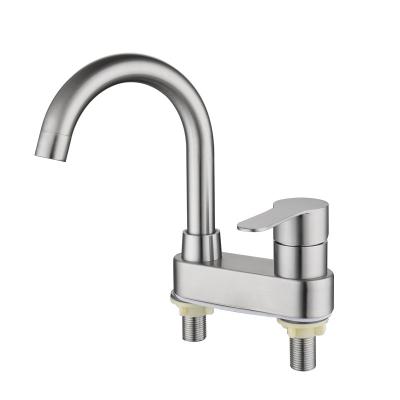 China Double Holes Thermostatic Single Deck Faucet Sink Basin Kitchen Faucets 2 Hole Pull Down Basin Bathroom Faucet for sale