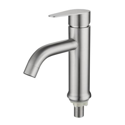 China Metered Faucets Nickel Cold Brushed Water Tap Bibcock 304 Stainless Steel Bathroom Faucet Basin Faucet Kran for sale