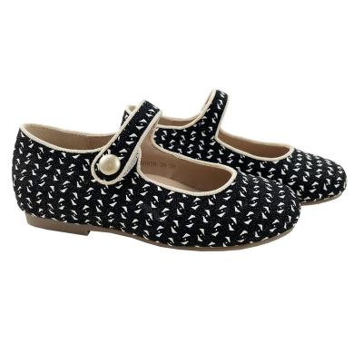 China Other 2022 Fashions Mary Jane Flats 3 Years Dress 13 Years Children Kids Girls Girl Shoes White Print Black Leather for sale