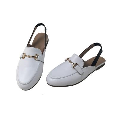 China Around the 2022 Summer Children's Leather Open Heel Shoe Loafer White Cowhide Slippers Kids Girls Sandals for sale