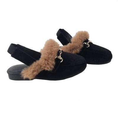 China Round 2022 Summer Fashion Children's Sandals Winter High Quality Velvet Loafer Slippers With Fur Round Open Heel Kids Girls Shoe for sale