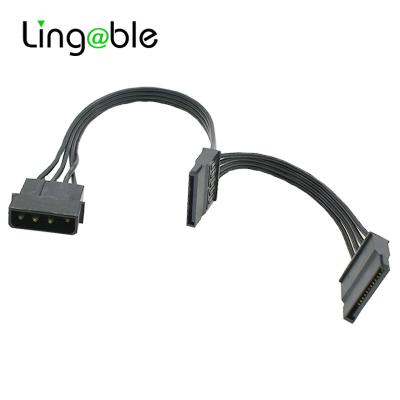 China Supply Power for HDD Lingable SSD Hard Drive Power Supply Splitter Molex 4pin ide 1 to 2 SATA 15 Pin Cable Cord for DIY PC Split 18AWG 4 pin to pin 15 for sale