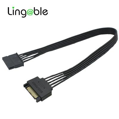 China For Video Card 15pin Lingable Power Extension SATA 15 Pin Male To Female 15P HDD SSD Power Supply Cable SATA Power Cabo 30CM for sale