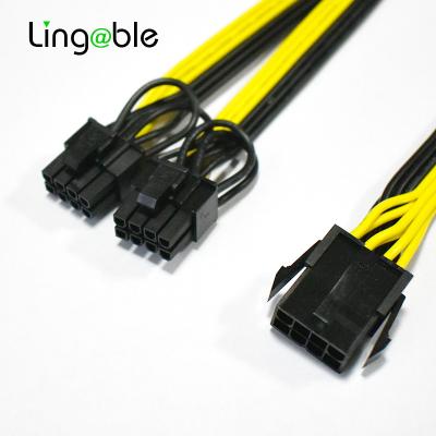 China Lingable CPU 8 Pin Supply pcie Video Card Power to Dual 8P (6+2) Pin PCI Express Power Converter Cable for Video Card Splitter graphics GPU PCIe PCI-E for sale