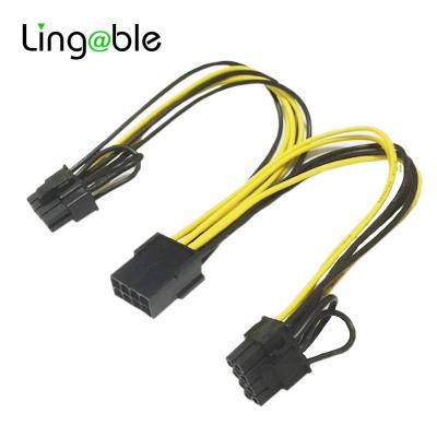 China R pcie Video Card Power Splitter Lingable 20CM PCI-E PCIE 8P Female to 2 Dual Left 8pin 6P+2P Male GPU Cable Graphics Power Supply Cabo Splitter for sale