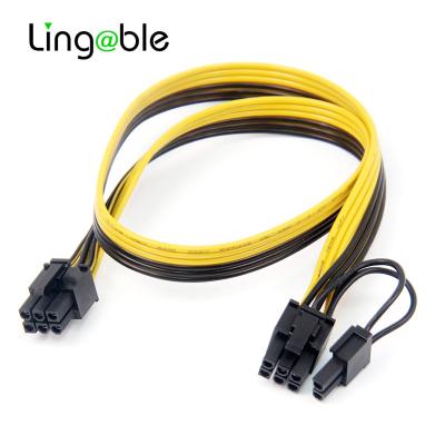 China Converter 8pin pcie 6pin to Power Lingable 50CM PCI-E Cable PCI Express 6P Male to PCIE 8Pin (6+2) Male Graphics Video Card Power Cable Extension for sale