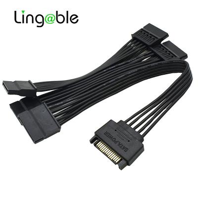 China For Video Card 15pin 60CM HDD SSD Power Supply Splitter Cable SATA 15 Pin Male 15 Ports 1 To 5 Pin Female Cord For DIY PC Split for sale