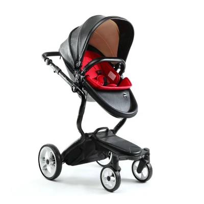 China Portable Fashion PU Leather Baby Stroller 2 in 1 System and Travel Cradle for sale