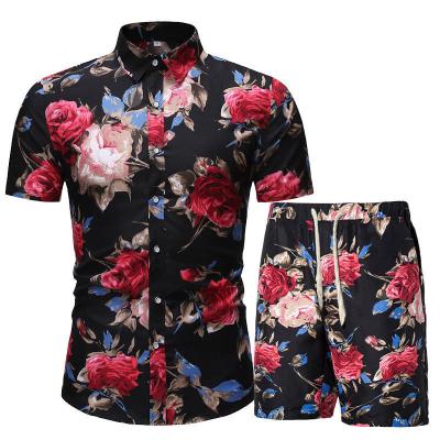 China Hot Sales Anti-pilling Men's Beach Sets Classic Floral Patterns Printed Hawaiian Sets With Custom Shirt Mens Shorts And Shirts for sale