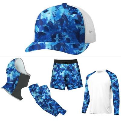 China High Quality Fishing Hat And Gloves Shorts Sublimation Printed Shirts Antibacterial Custom Fish Apparel Set Men Fishing Wear Set for sale