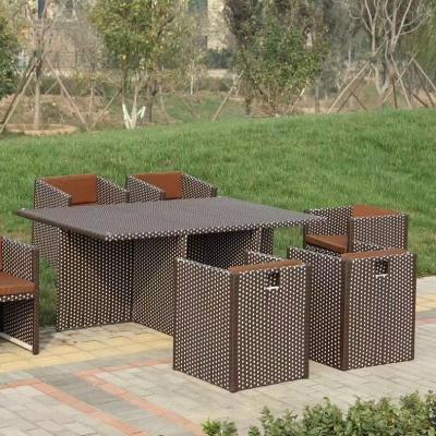 China Factory delivery garden furniture garden table outdoor sofa PE modern outdoor seating ratan dining set for sale