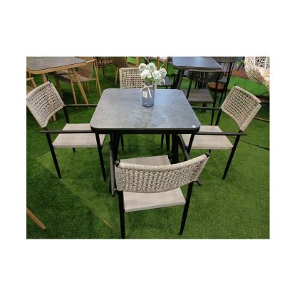 China Modern 3 Piece Wicker Set 4 Seater Patio 6 Backyard Balcony Dining Chairs Bistros Garden Outdoor Folding Seating Cafe Outside Sets for sale