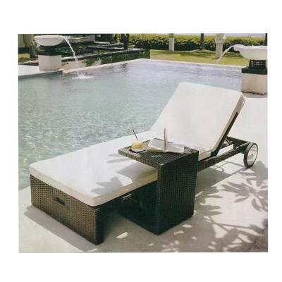 China Modern Rattan Wicker Outdoor Garden Lounger Deck Convertible Sun Reclining Sofa For Sale for sale