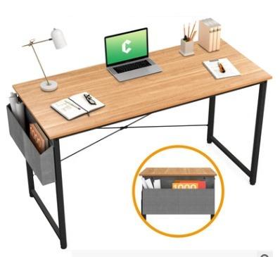 China Modern Combo home Writing Computer Desk Home Office Steel Study Desk Modern Simple Style Laptop Table with Storage Bag Natural for sale