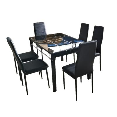 China Modern cheaper kitchen table set 6 chairs table living room formal glass contemporary modern dining room sets for sale