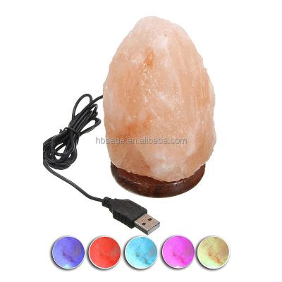 China Europe USB Crystal Natural Himalayan Salt Lamp With Wooden Base In Multiple Colors for sale