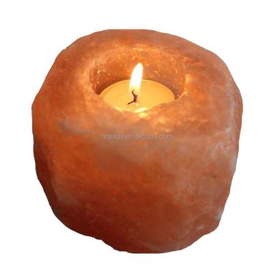 China Home Decoration Himalayan Salt Tealight Crystal Salt Candle Holder For Parties for sale