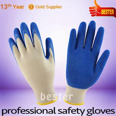 China Safety Newly Customized PVC Blue Dots Coated Working Gloves for sale