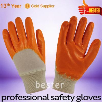 China Safety Factory Hot Sale Nitrile Coated Cotton Sewn Gloves Knitted Cuff for sale