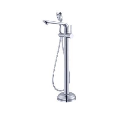 China Without Sliding Bar Waterfall Floor Mount Free Standing Bathroom Chrome Plating Bath and Shower Bathtub Water Faucets Tap Mixer Faucet for sale