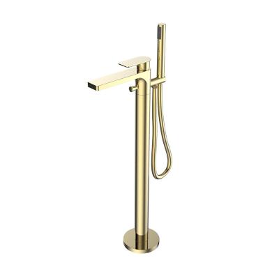 China Without Free Sliding Bar Shower Bathroom Water Faucet Bathtub Mixer Bathroom Pours Floor Standing Washing Tub Faucet for sale