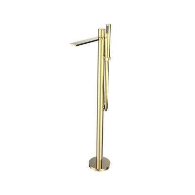 China Without Sliding Bar Bath Shower Mixer Faucet Free Standing Brass Bathroom Floor Shower Bathtub Faucet for sale