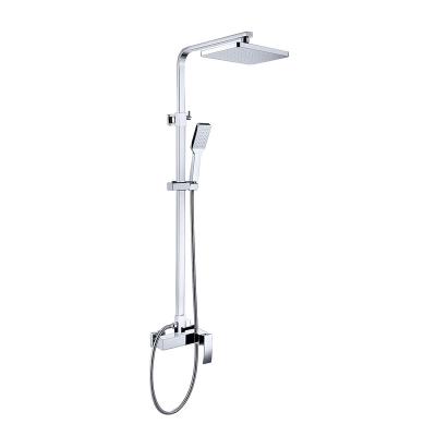 China With Brass Bathtub Faucet Square Handle Shower Sliding Bar Waterfall Shower Mixer Cold and Hot Water Single Lever Outlets for sale