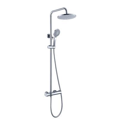 China With Modern Design European Thermostat Shower Faucet Round Sliding Bar Shape Polished Chrome Shower Mixer System for sale