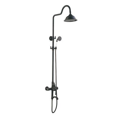 China With Sliding Bar Antique Black Soft Matt Wall Mounted Bath Tub System Shower Faucet Black Shower Head for sale