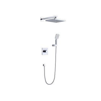 China Without sliding bar place hidden shower mixer set 2 functions with rain shower and beautiful hand shower mixer water faucet for sale