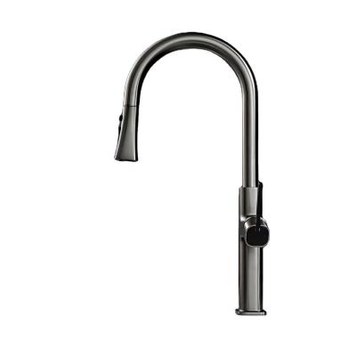 China Brass Pull Out Kitchen Faucets Sense Mixer Suitable for Kitchen Sink Cabinet Double Spray Kitchen Water Tap Faucet for sale