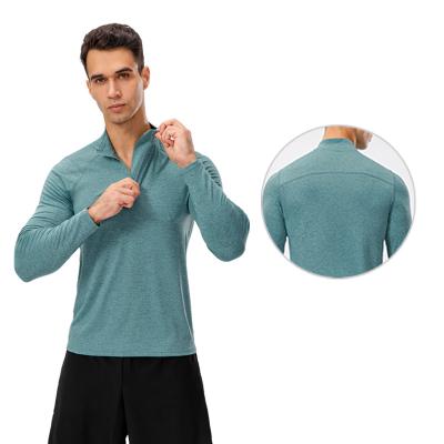 China New Fashion Sustainable Men's Casual Work Long Sleeve T Shirts With Half Zipper Gym Wear Top Men for sale