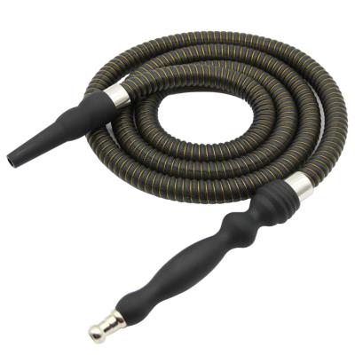 China Rubber Smooking Shisha Handle Hookah Hose With Metal Tip Leather Wrapped Hookah Hose for sale