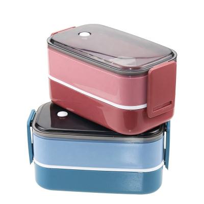 China Japanese Style Stocked Portable Plastic Student Bento Lunch Box for sale