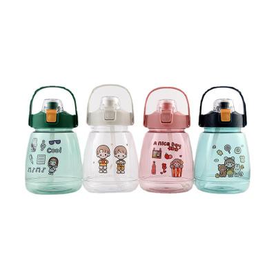 China Large Capacity 1100ml Sustainable Plastic PC Kids Straw Water Bottle With Cocking Line for sale